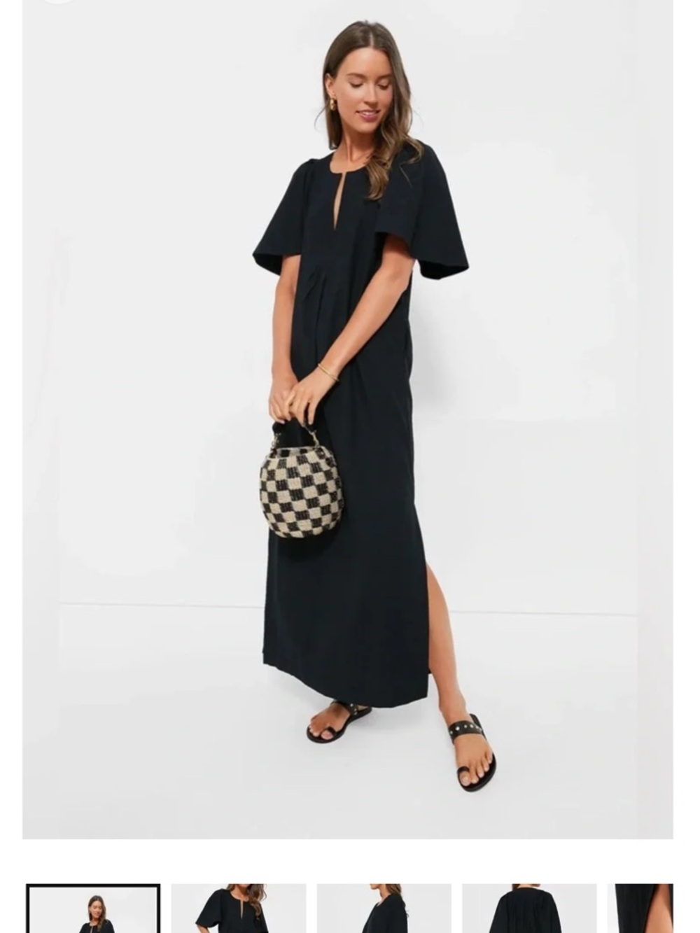 Pomander Place Black Flutter Sleeve Maxi Dress